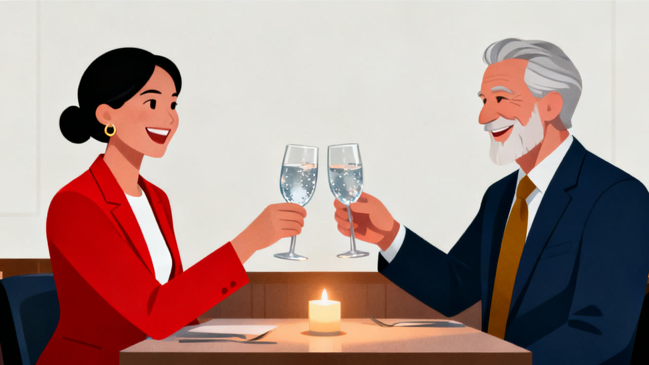 Business Dinner with a Client: Small Talk and a Toast